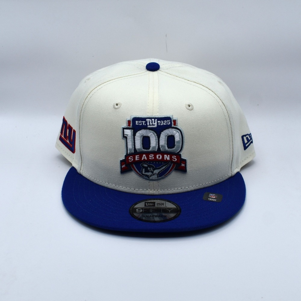 New Era 9FIFTY New York Giants NFL 100 Seasons Snapback Hat Cap Cream Royal Blue